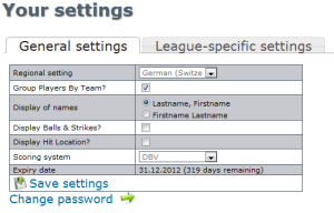 Settings screen